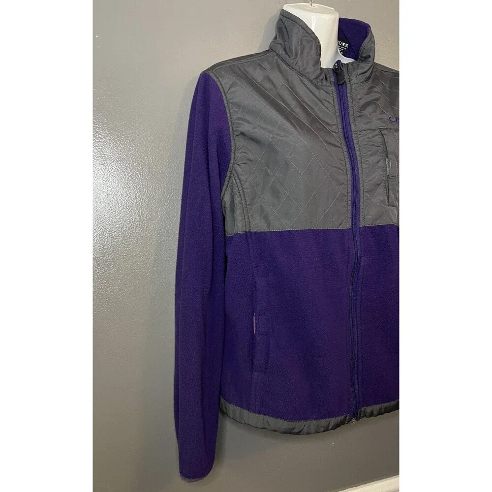 CB Sports Jacket Womens Large Purple Gray Fleece Quilted Full Zip Outdoor